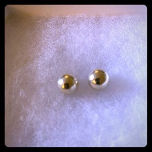 Sterling Silver Hollow Post Earrings, 11 mm Balls